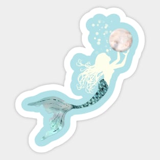 Gathering Pearls Beautiful White Mermaid Sticker